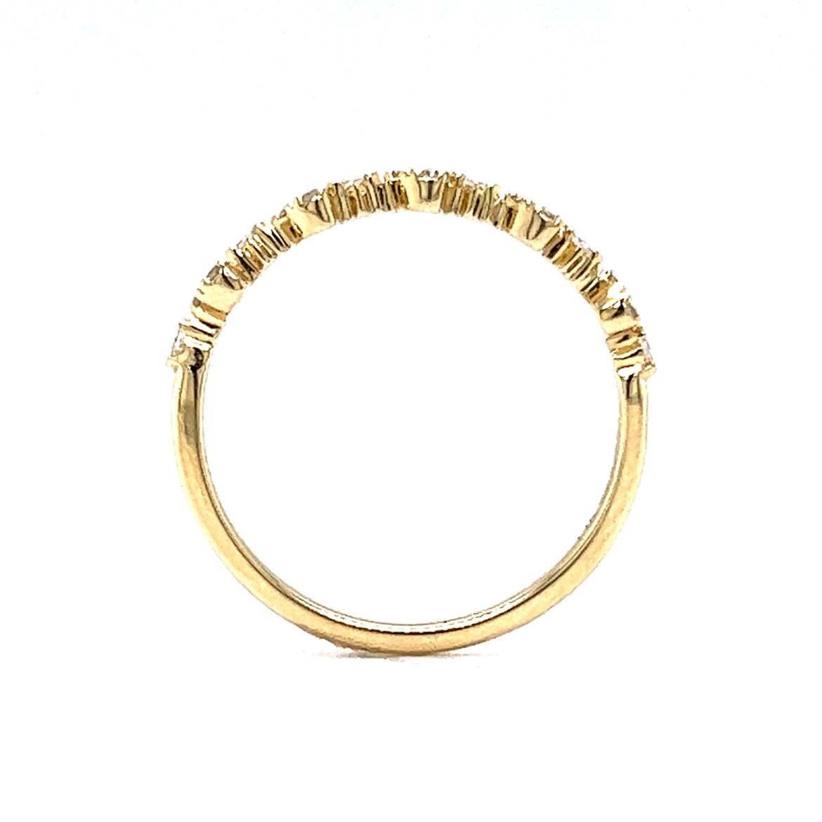 .04 Heart Shaped Diamond Wedding Band in 14k Yellow Gold