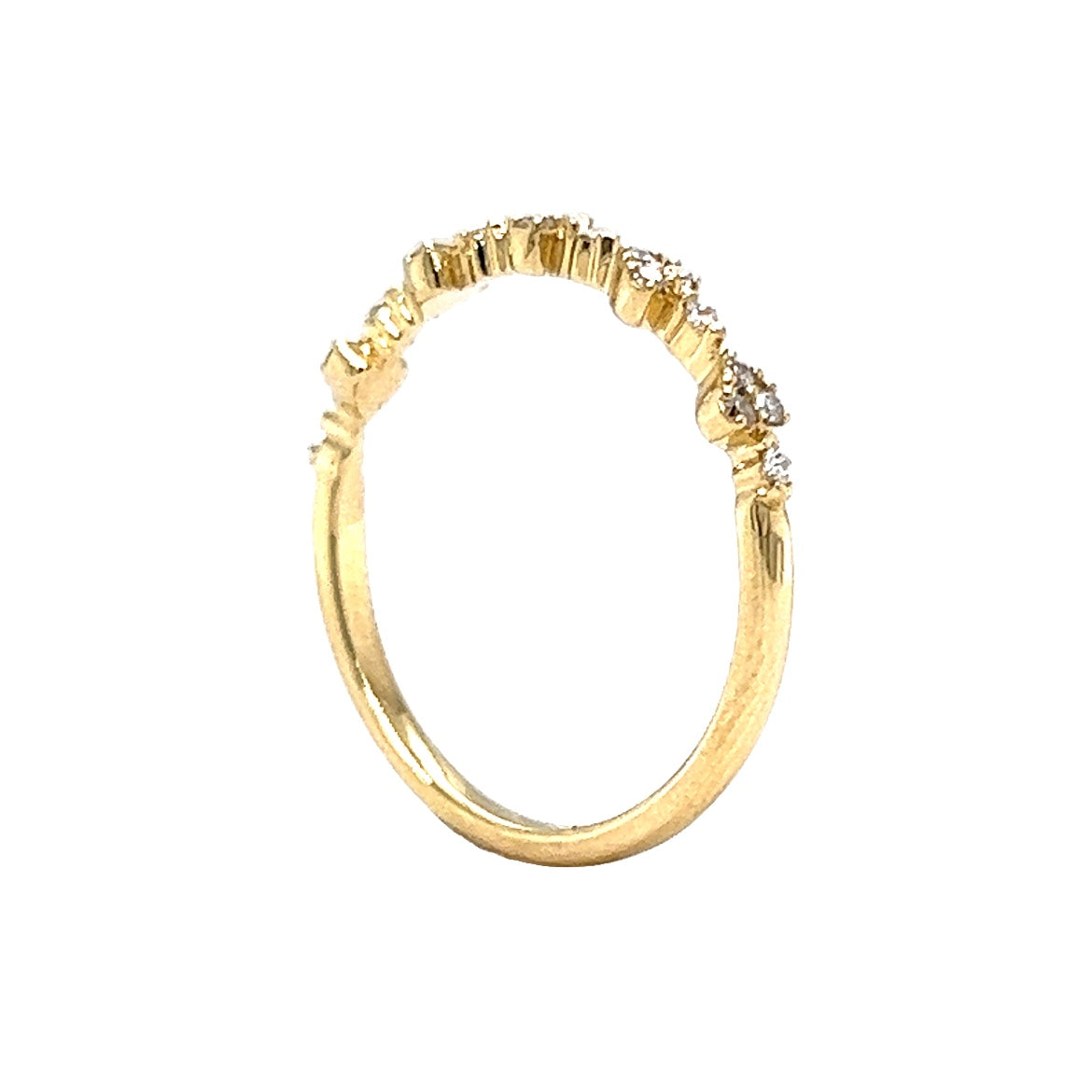 .04 Heart Shaped Diamond Wedding Band in 14k Yellow Gold