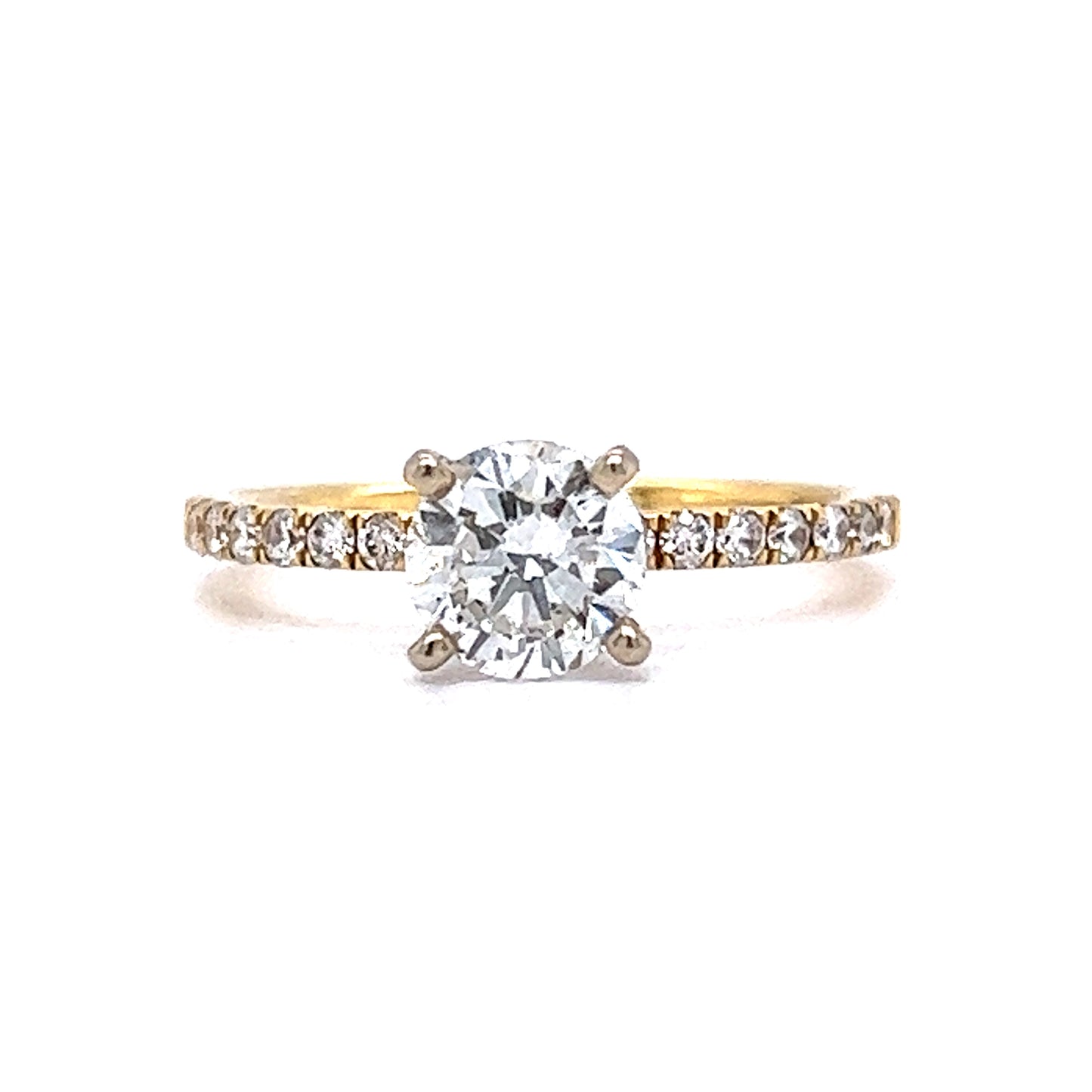 Solitaire 1 Carat Diamond Engagement Ring in 18k Yellow Gold