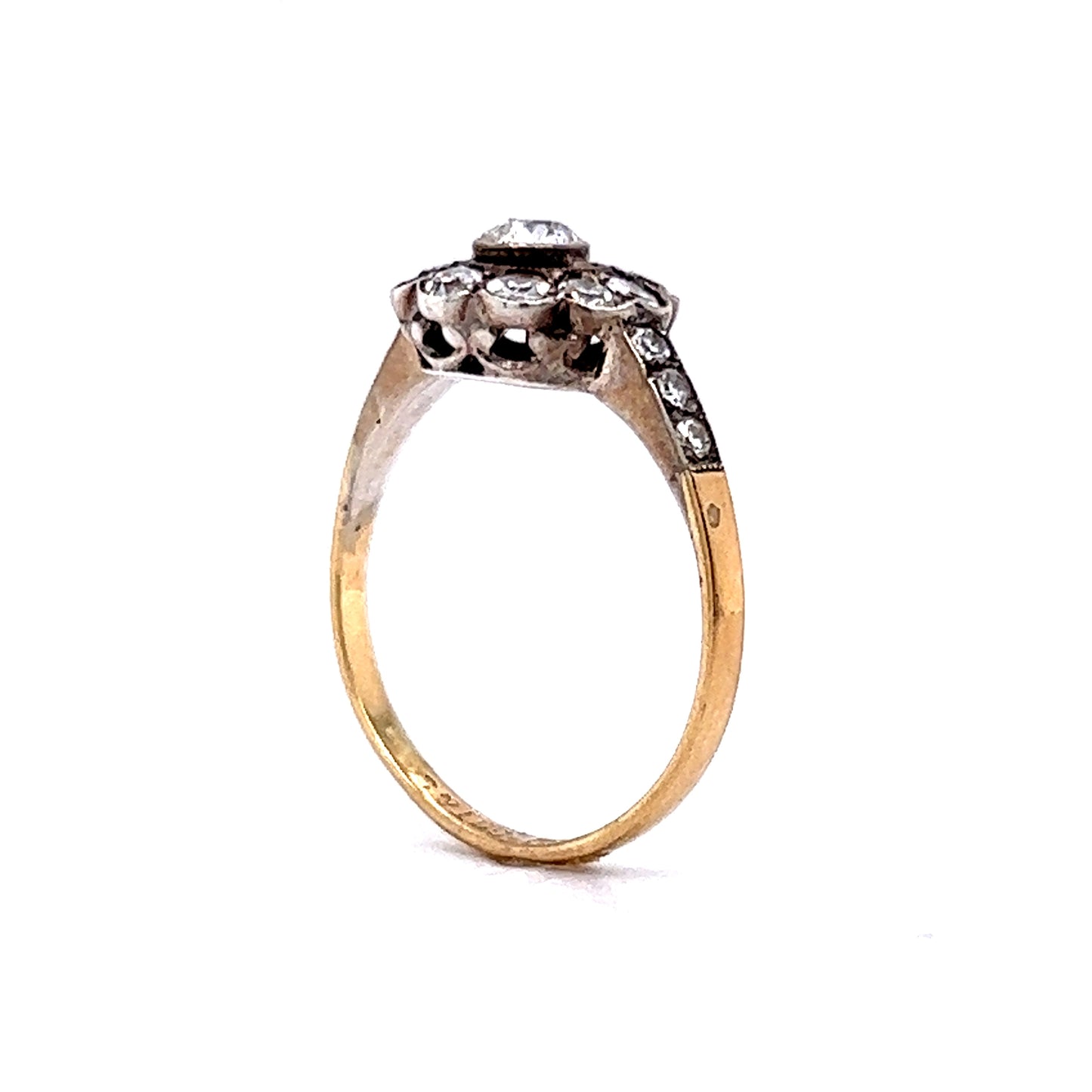 Vintage Victorian Diamond Cluster Engagement Ring in Yellow Gold