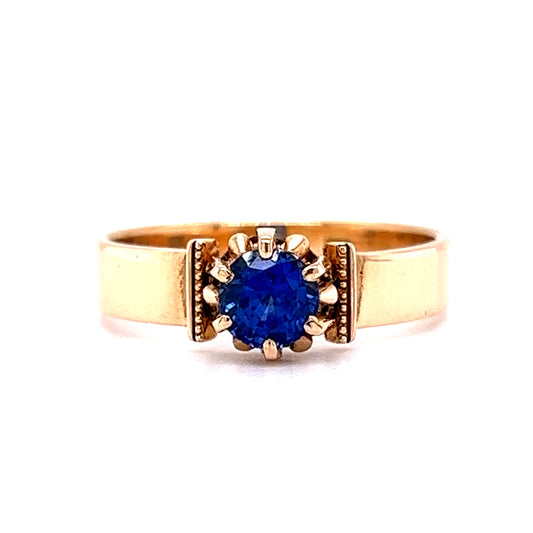 Victorian Round Cut Sapphire Engagement Ring in 18k