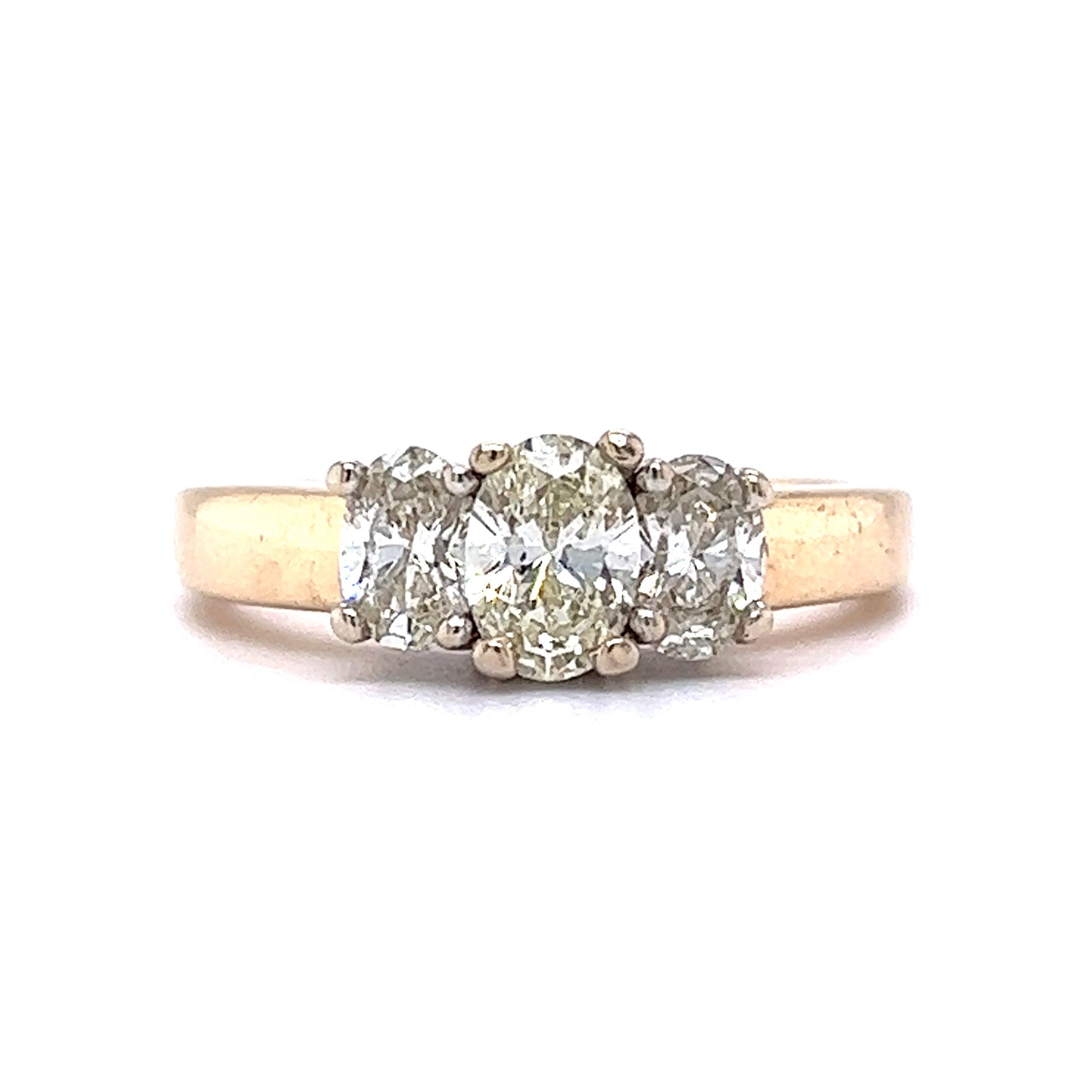 Oval Cut Three Stone Diamond Engagement Ring in 14k Gold