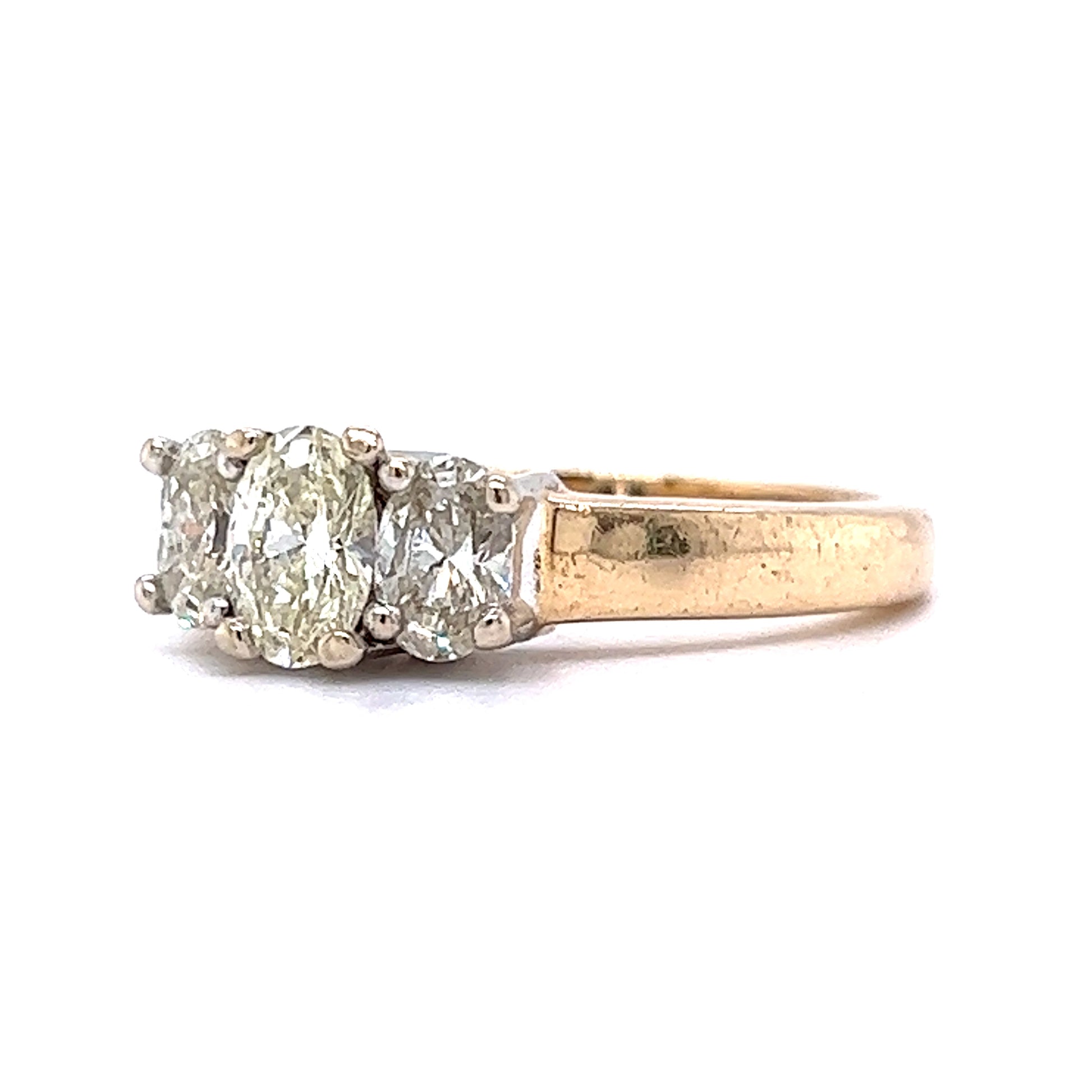 Oval Cut Three Stone Diamond Engagement Ring in 14k Gold