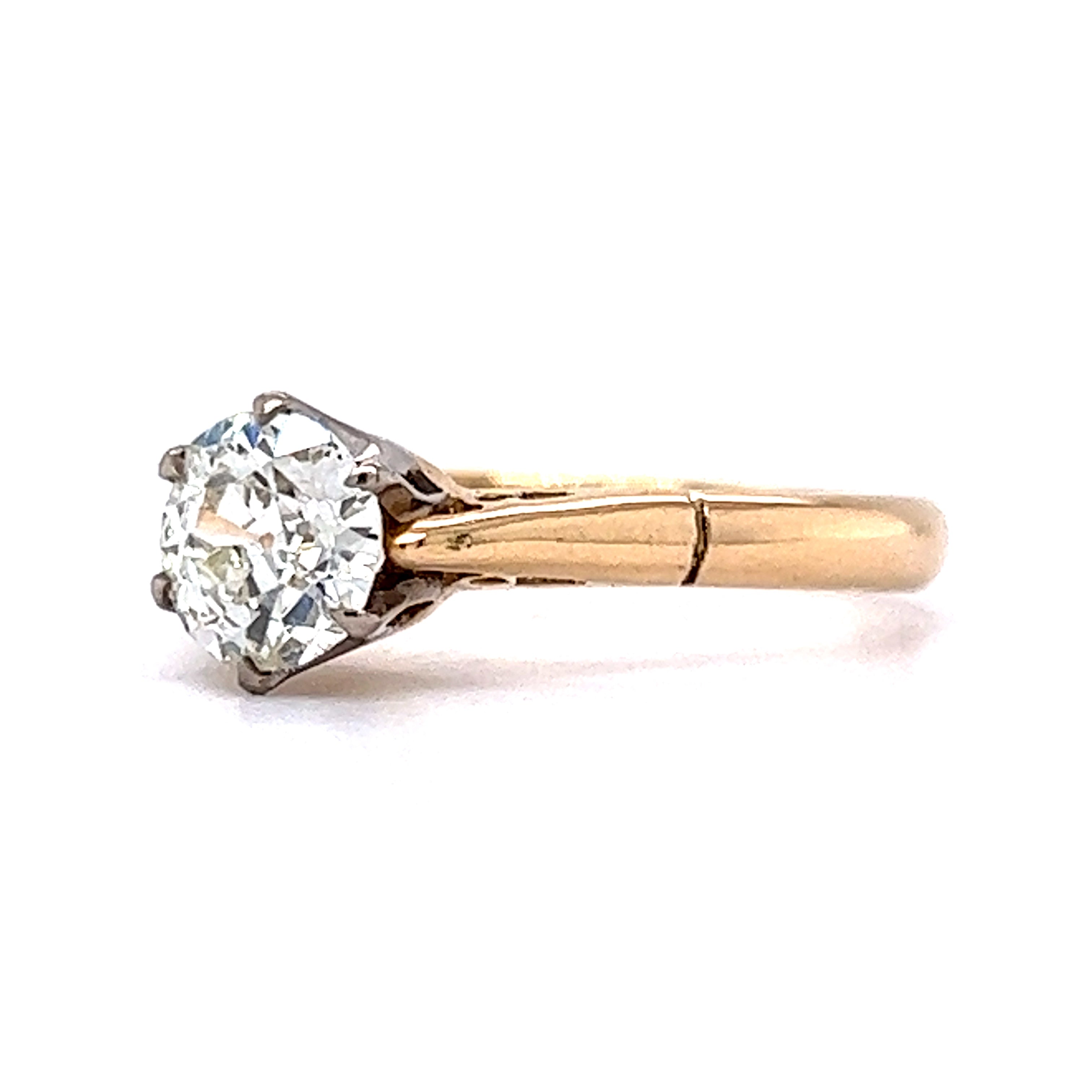 76 Solitaire GIA Art Deco Engagement Ring in 14k Yellow Gold