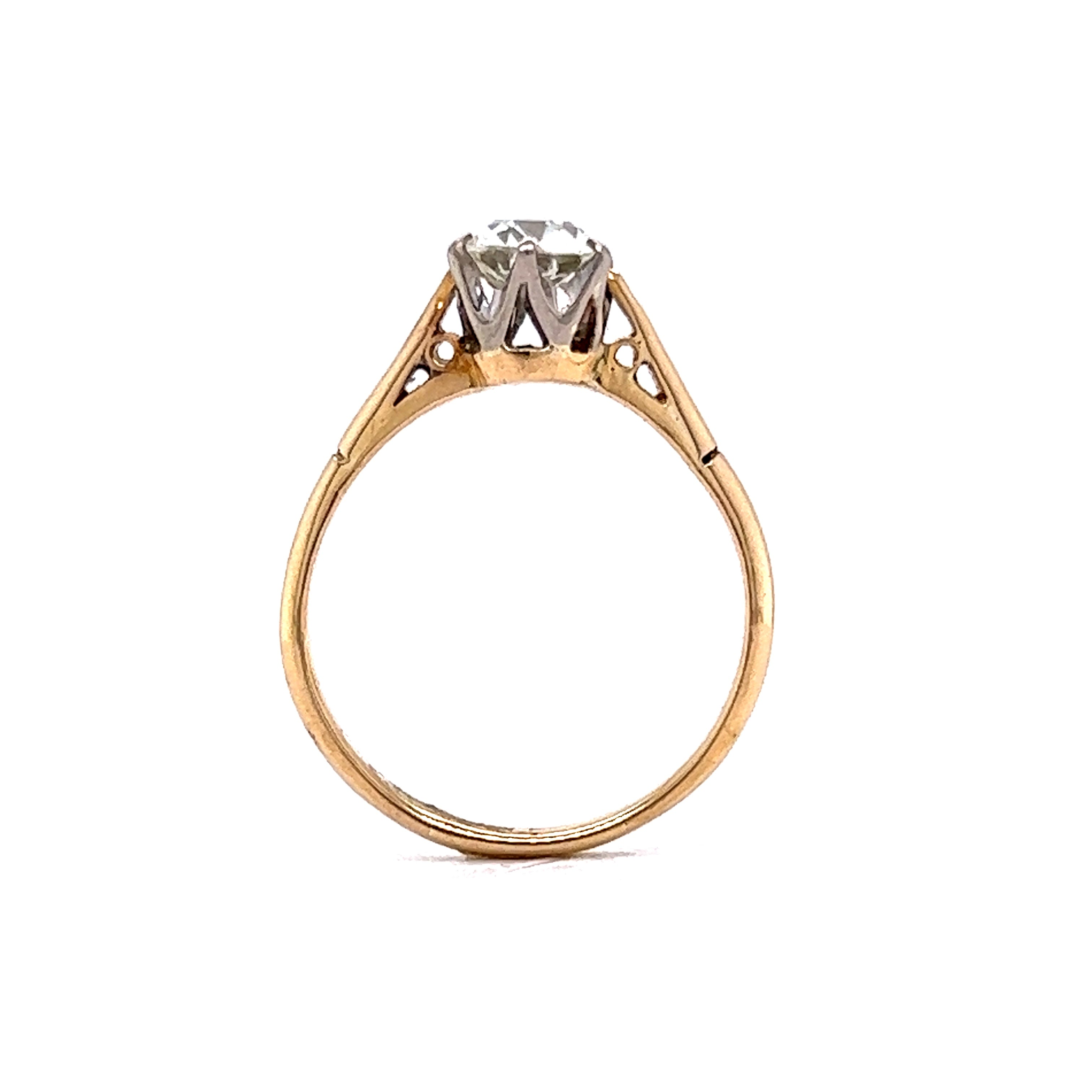 76 Solitaire GIA Art Deco Engagement Ring in 14k Yellow Gold