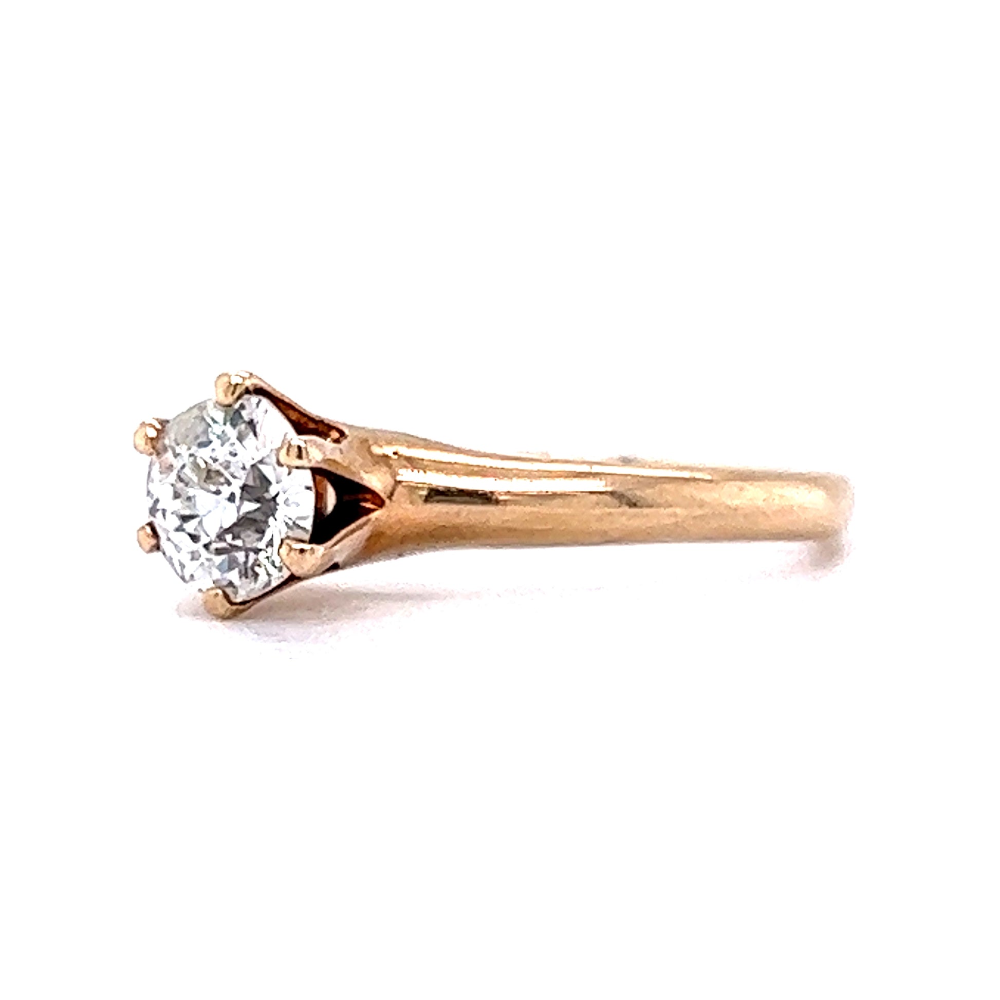 .55 Victorian Solitaire Diamond Engagement Ring in 14k Yellow GoldComposition: 14 Karat Yellow GoldRing Size: 6.5Total Diamond Weight: .55 ctTotal Gram Weight: 2.5 gInscription: 14K
