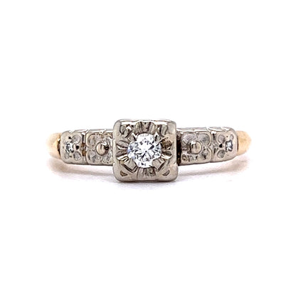 Retro Brilliant Cut Diamond Engagement Ring in 14k
