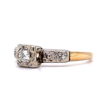 Retro Brilliant Cut Diamond Engagement Ring in 14k