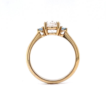 1.03 Round Diamond Engagement Ring w/ Aquamarine Accents
