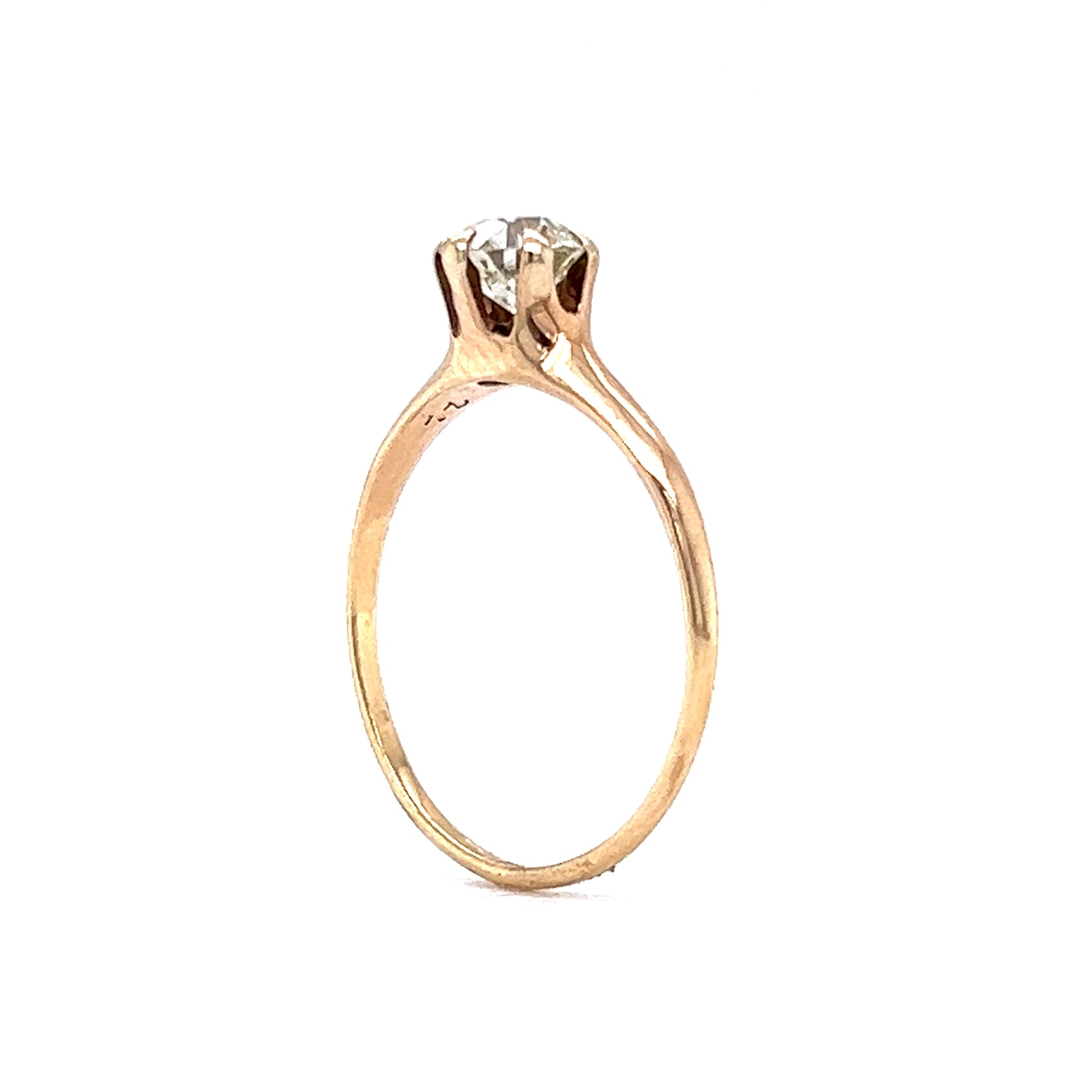 Solitaire Victorian .60 Diamond Engagement Ring in 14k Yellow GoldComposition: 14 Karat Yellow GoldRing Size: 7Total Diamond Weight: .60 ctTotal Gram Weight: 1.4 gInscription: 22
