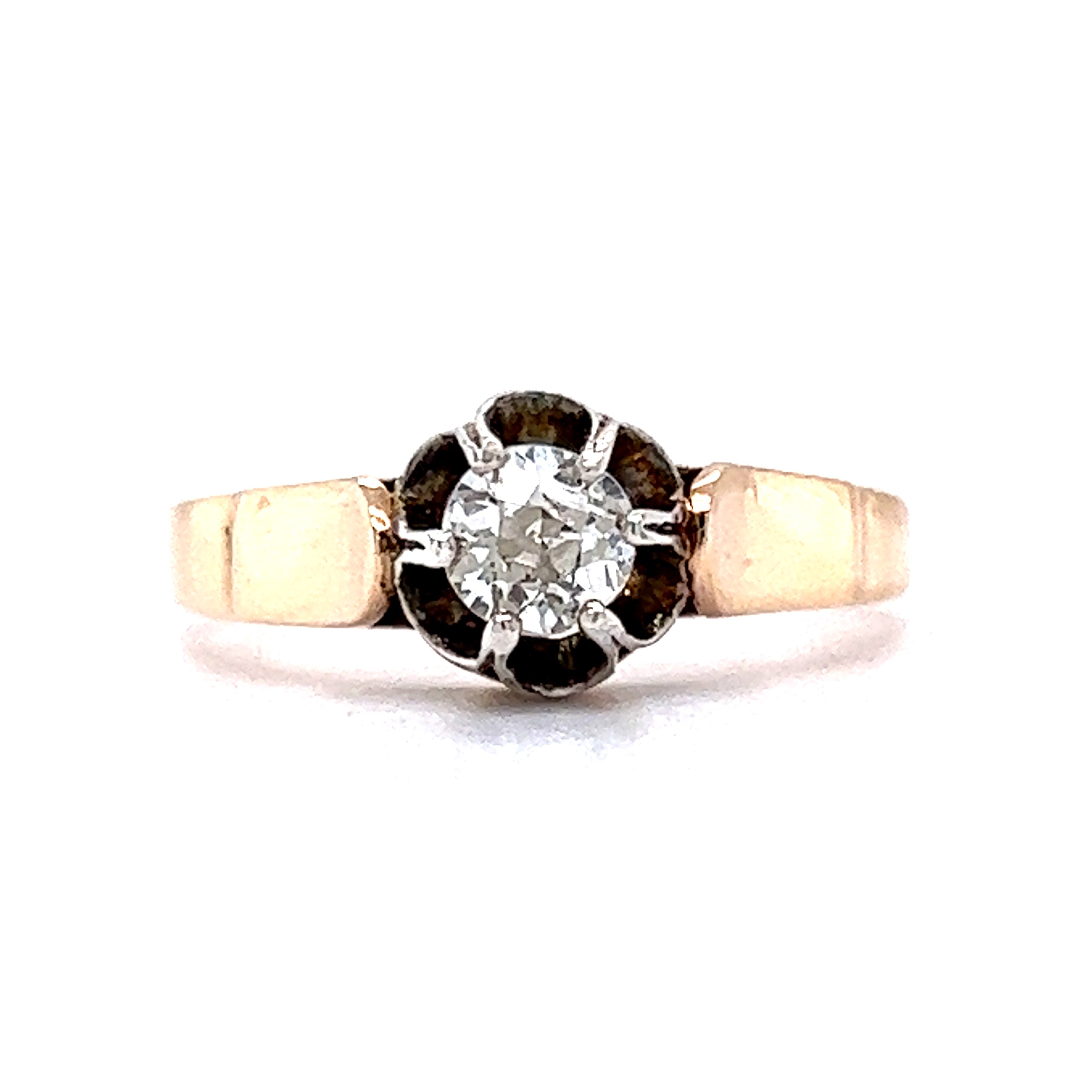 Victorian Old Mine Cut Diamond Solitaire Engagement Ring