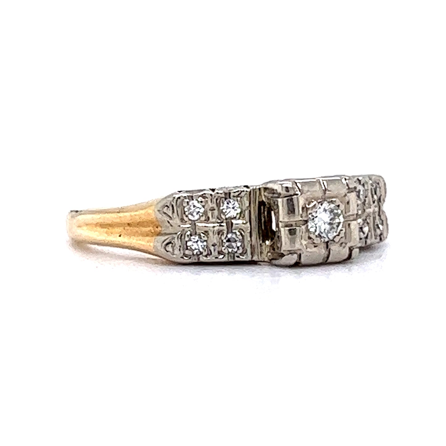 1940's Diamond Retro Engagement Ring in 14k Yellow Gold