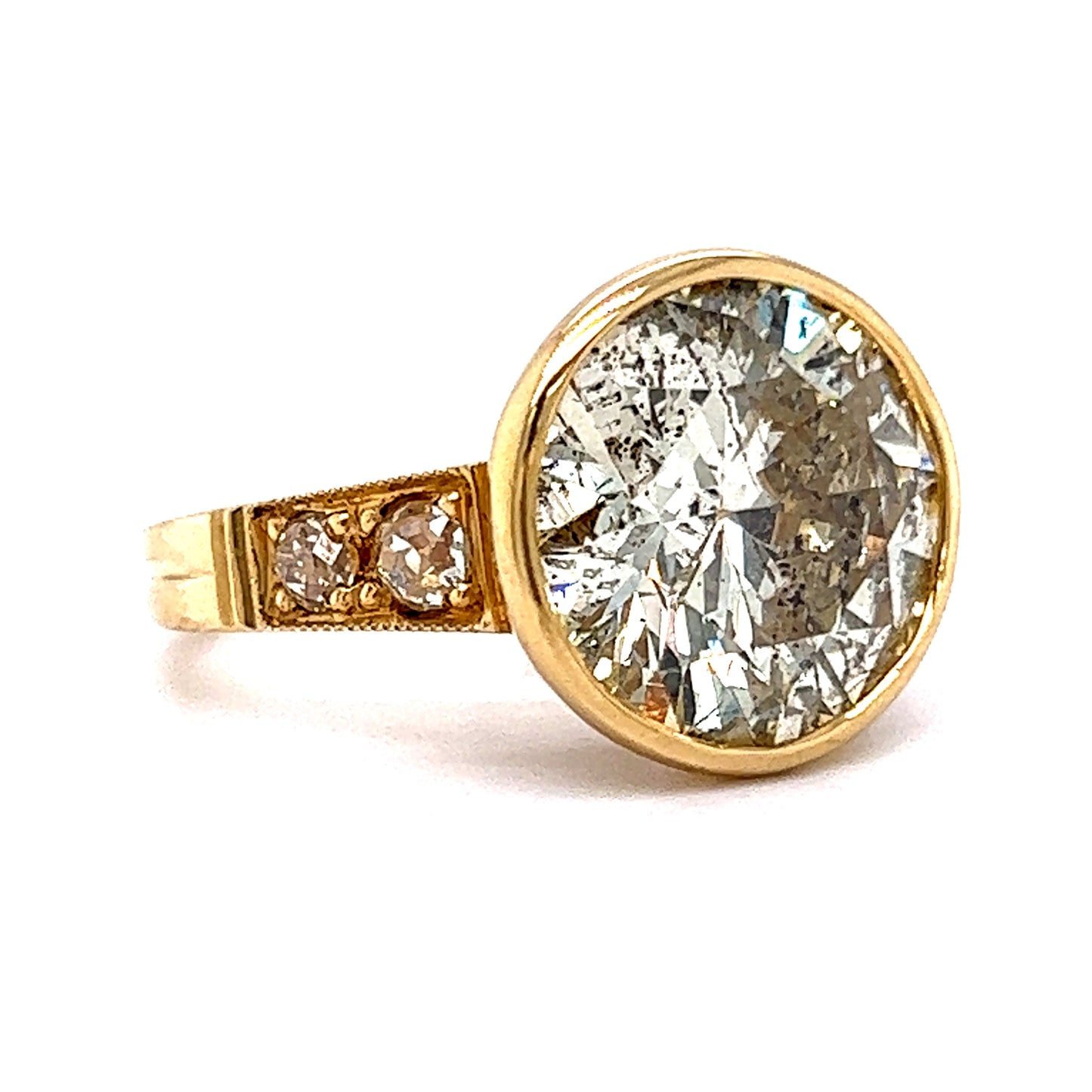 6.65 Bezel Set Diamond Engagement Ring in 18k Yellow Gold