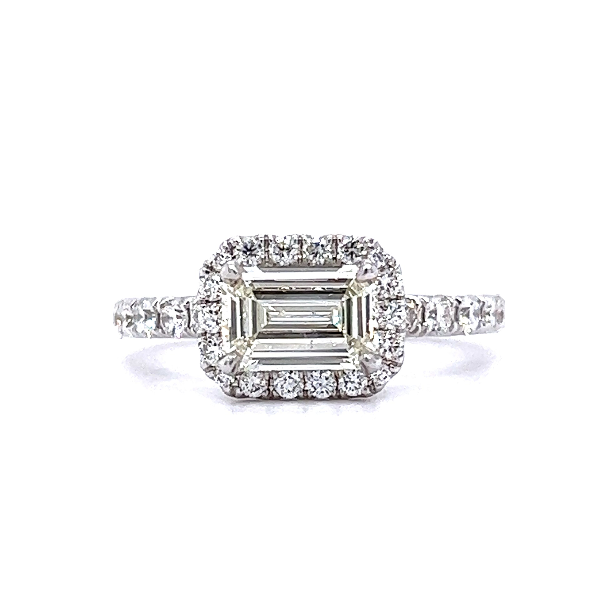 1.09 Emerald Cut Diamond Engagement Ring in 18k White Gold
