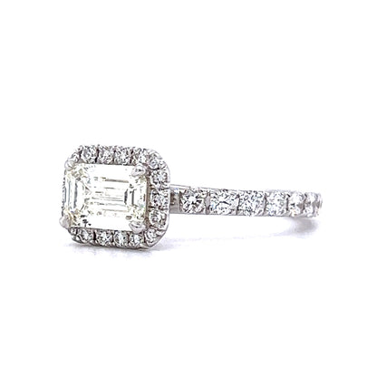 1.09 Emerald Cut Diamond Engagement Ring in 18k White Gold