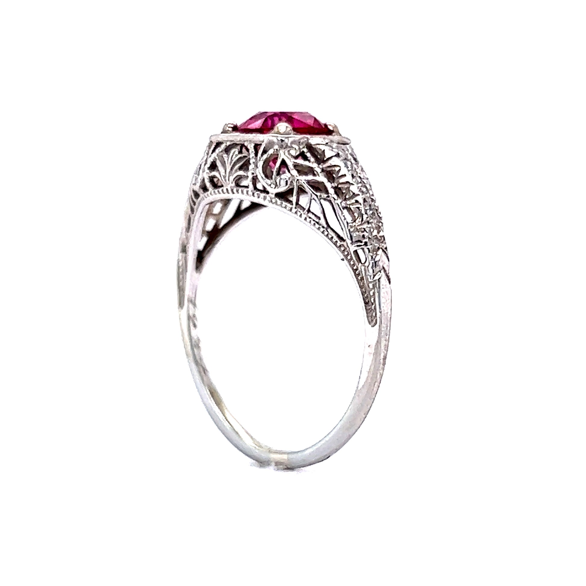 Vintage 1920's Pink Sapphire Diamond Ring in 18k – Filigree Jewelers