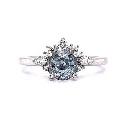 Grey Spinel Engagement Ring w/ Diamond Accents in White Gold