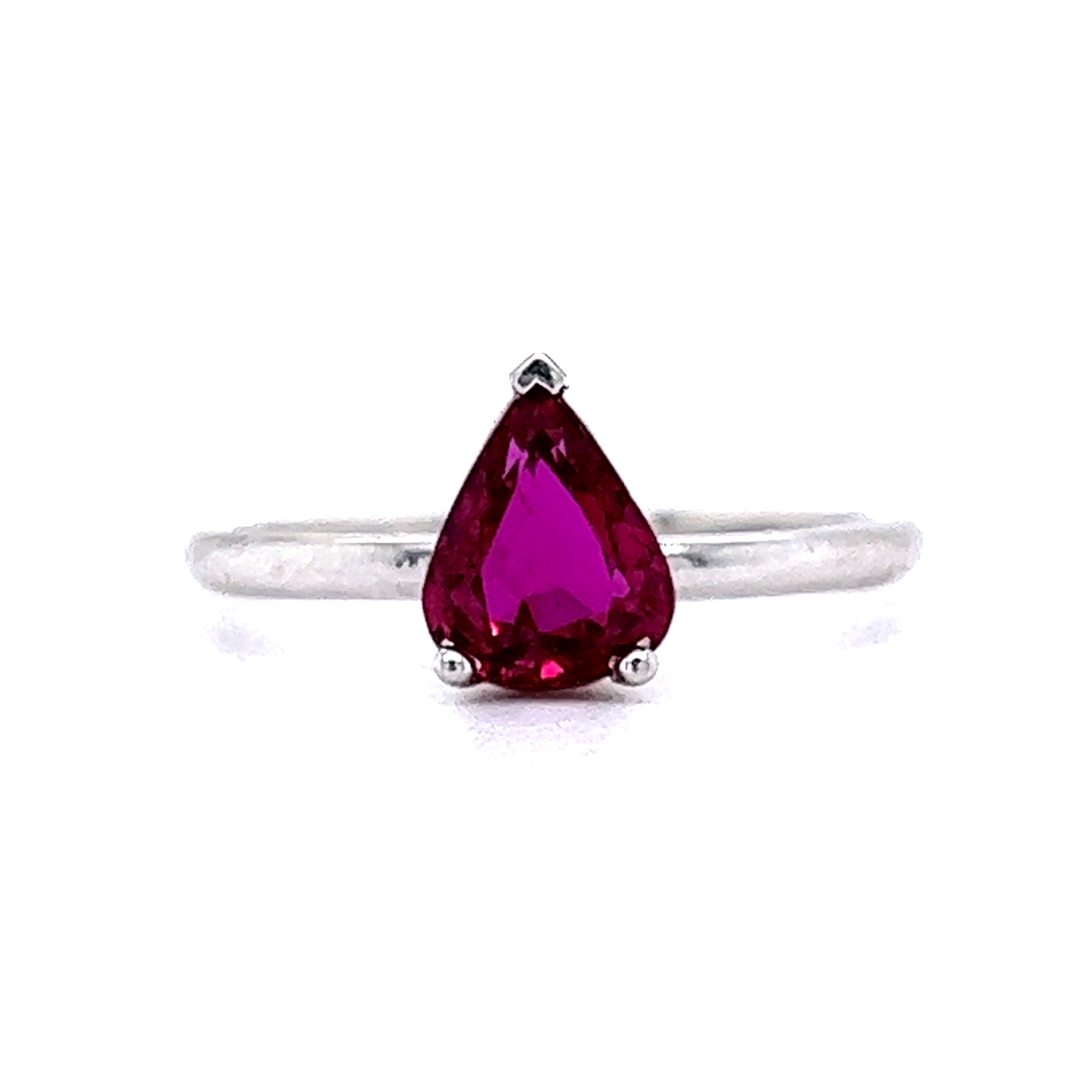 Pear Cut Ruby Engagement Ring in White Gold – Filigree Jewelers