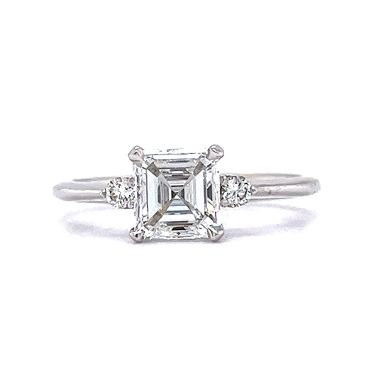 1.11 GIA Asscher Cut Diamond Engagement Ring in 14k White Gold