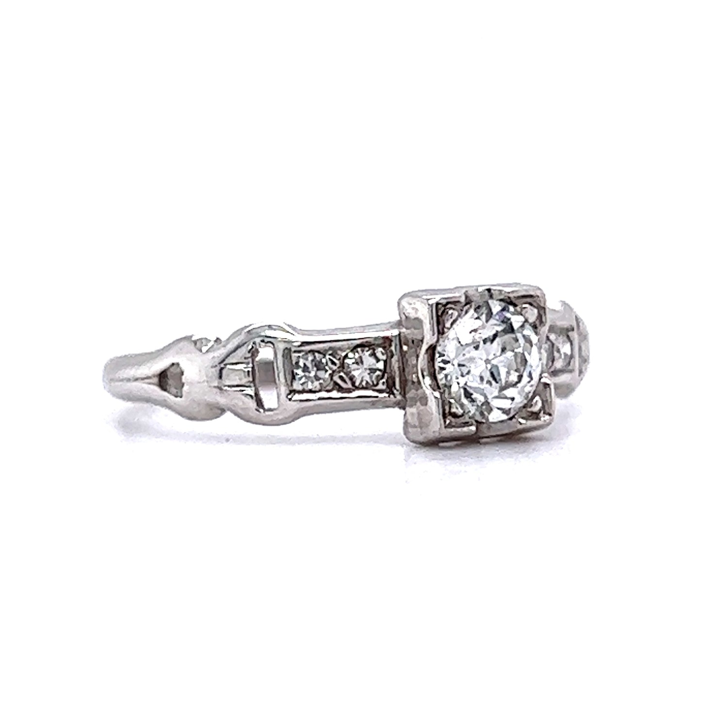 .35 Art Deco Engagement Ring in 18k White Gold