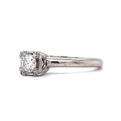 Vintage Engagement Ring Mid-Century .20 Round Brilliant Cut Diamond in 14K White Gold