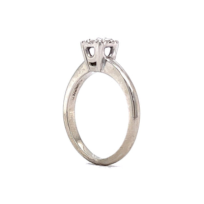 Vintage Engagement Ring Mid-Century .20 Round Brilliant Cut Diamond in 14K White Gold