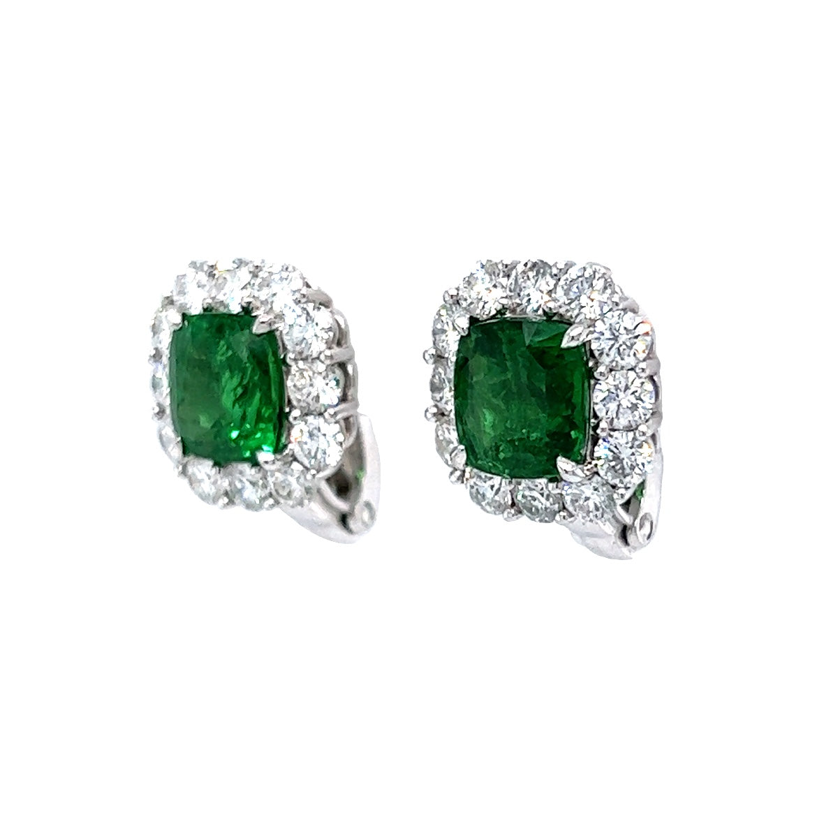 Tsavorite Garnet & Diamond Stud Earrings in PlatinumComposition: PlatinumTotal Diamond Weight: 2.37 ctTotal Gram Weight: 4.7 gInscription: SOPHIA D. 3417