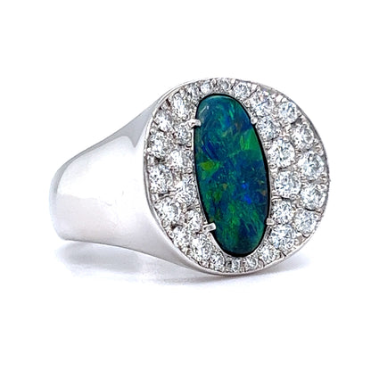 Pave Diamond & Opal Cocktail Ring in Platinum