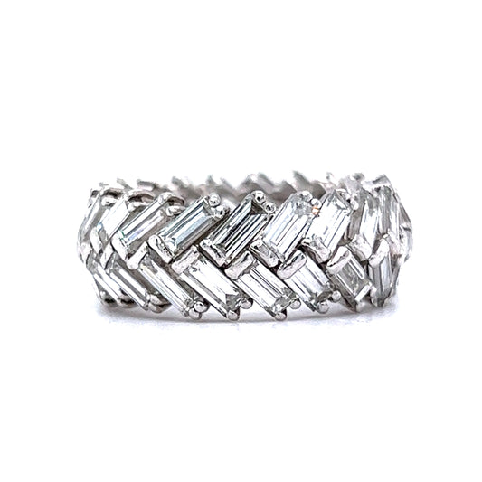 Herringbone Diamond Eternity Band in Platinum