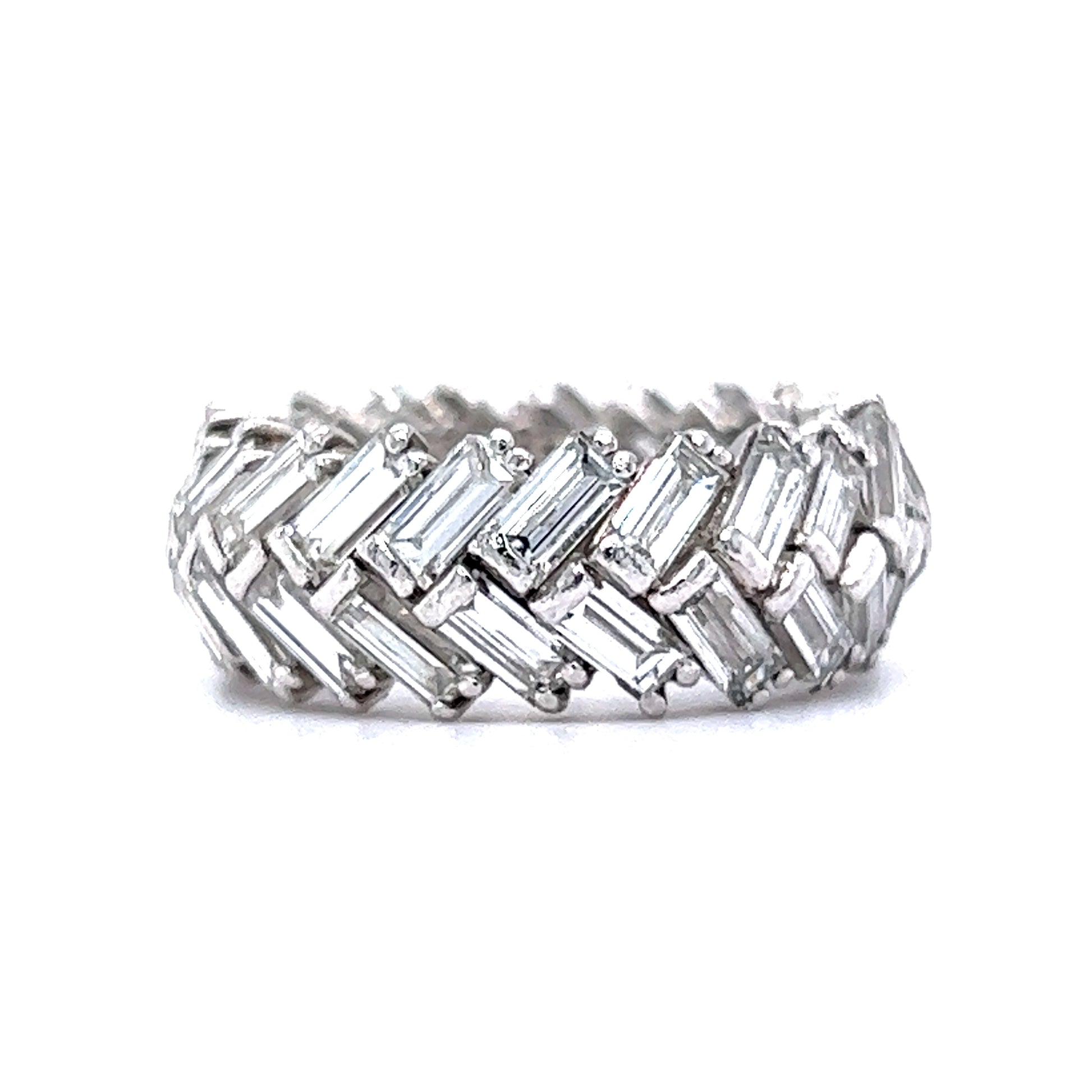 Herringbone Diamond Eternity Band in Platinum