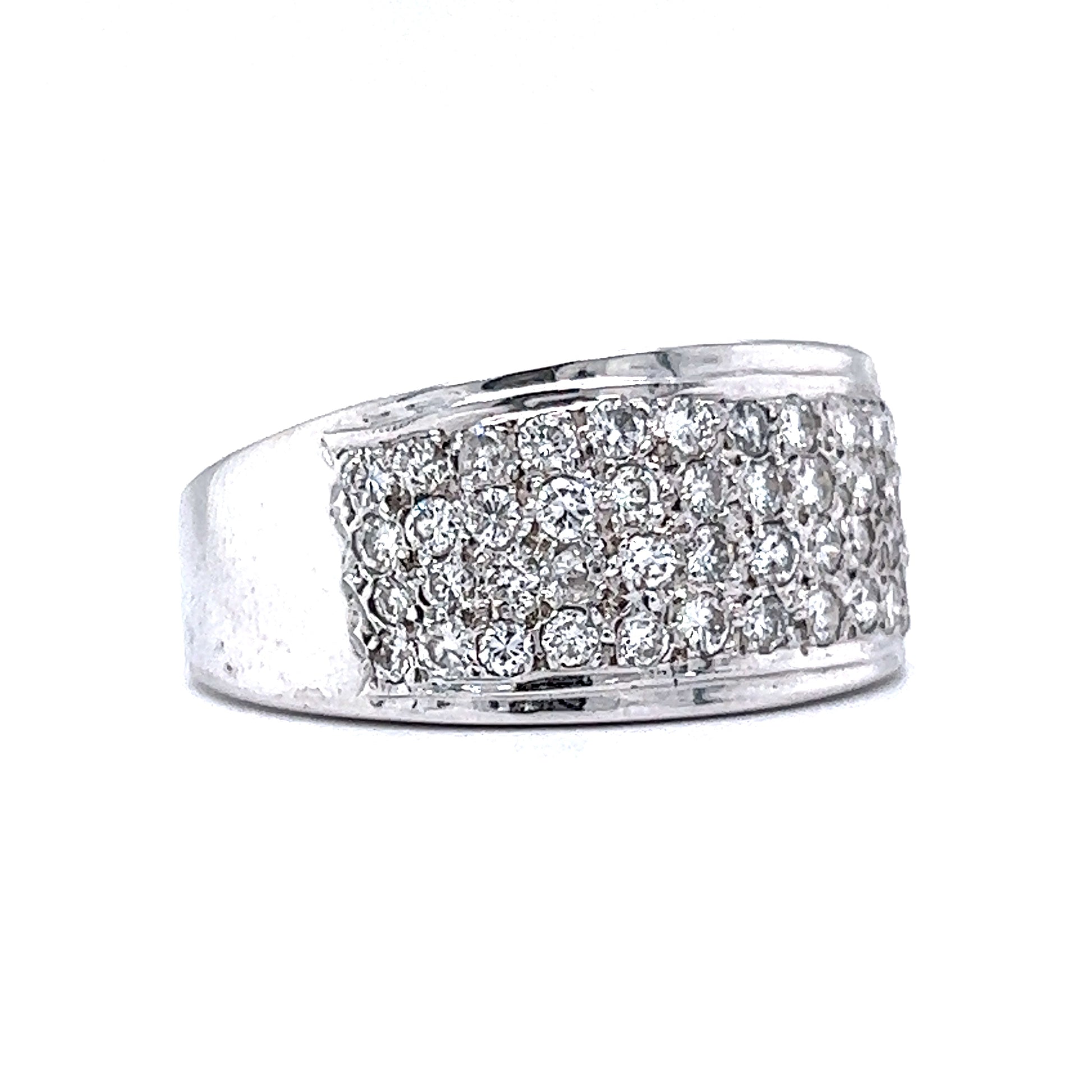 1.32 Pave Diamond Cocktail Ring in 14k White Gold