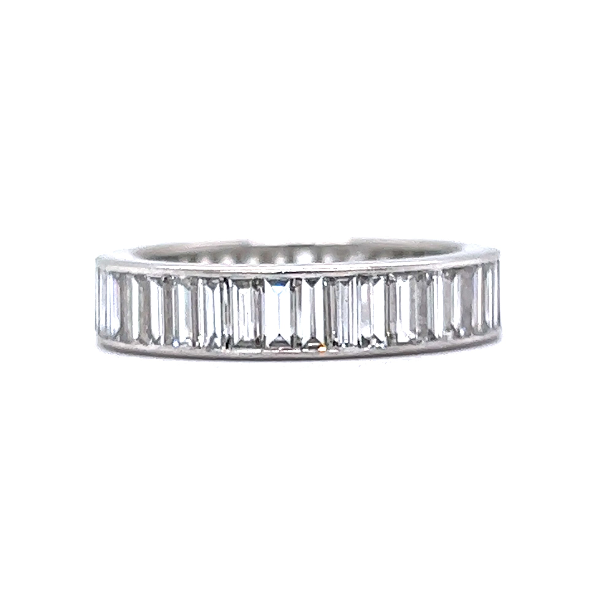 Unique Channel Set Eternity Band, 1.78 TW Emerald Cut Lab Grown Diamond  Wedding Band