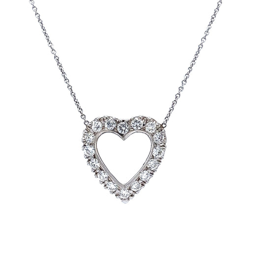 .80 Diamond Heart Pendant in 14K White Gold