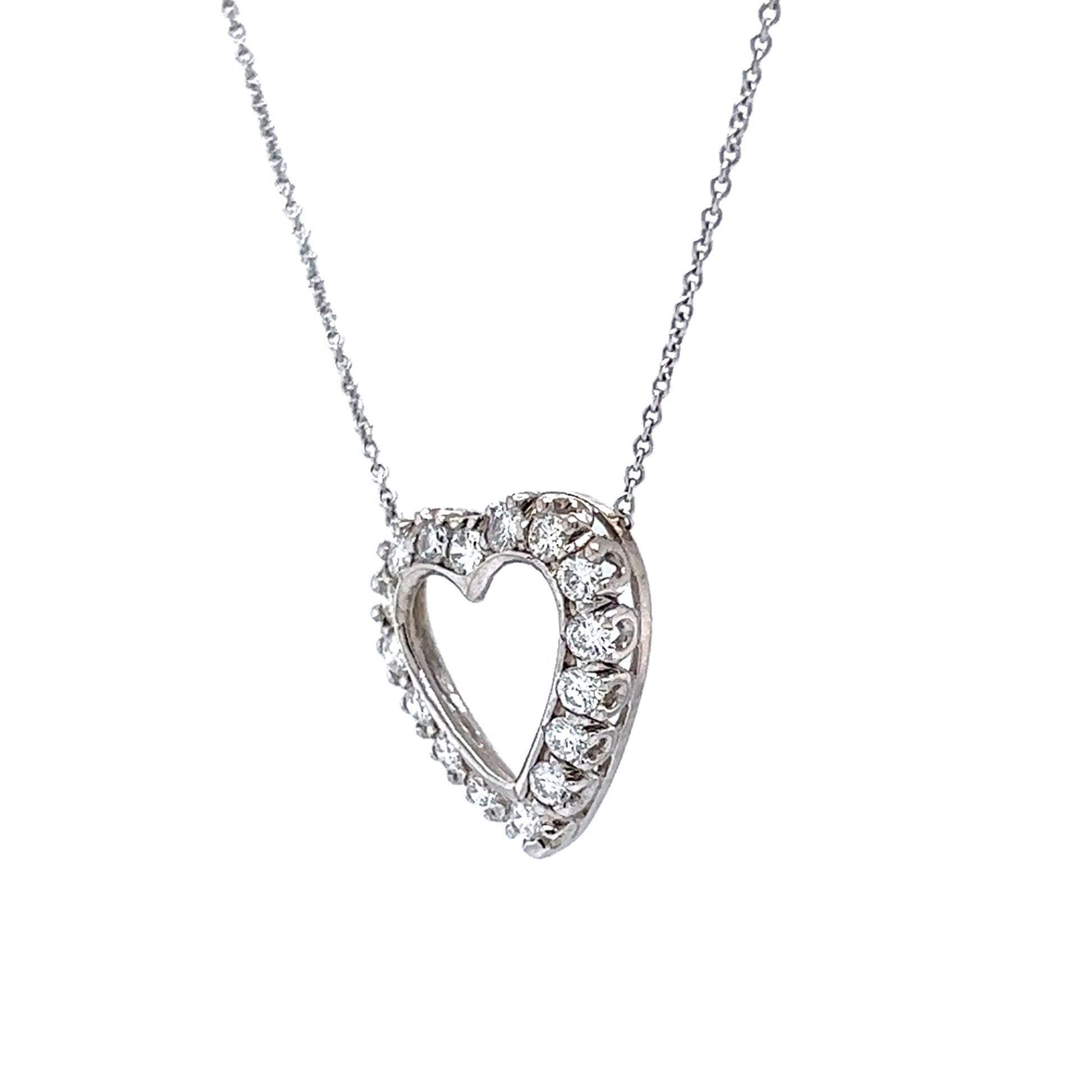 .80 Diamond Heart Pendant in 14K White Gold