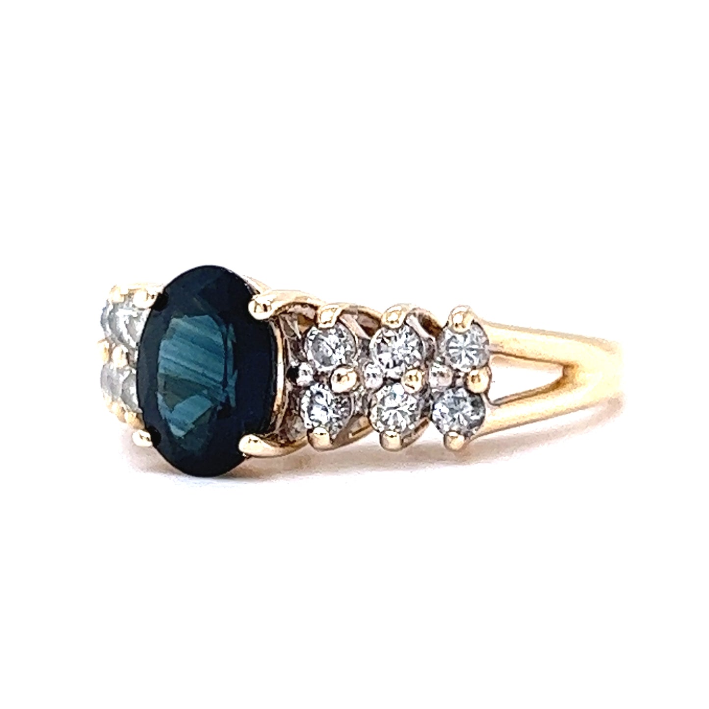1.41 Oval Cut Sapphire Engagement Ring in 14k Yellow Gold