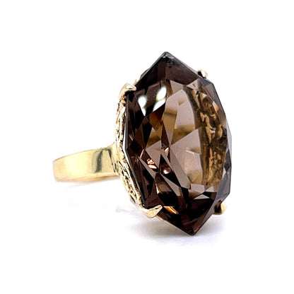 Smoky Quartz Filigree Cocktail Ring in 18k Yellow Gold