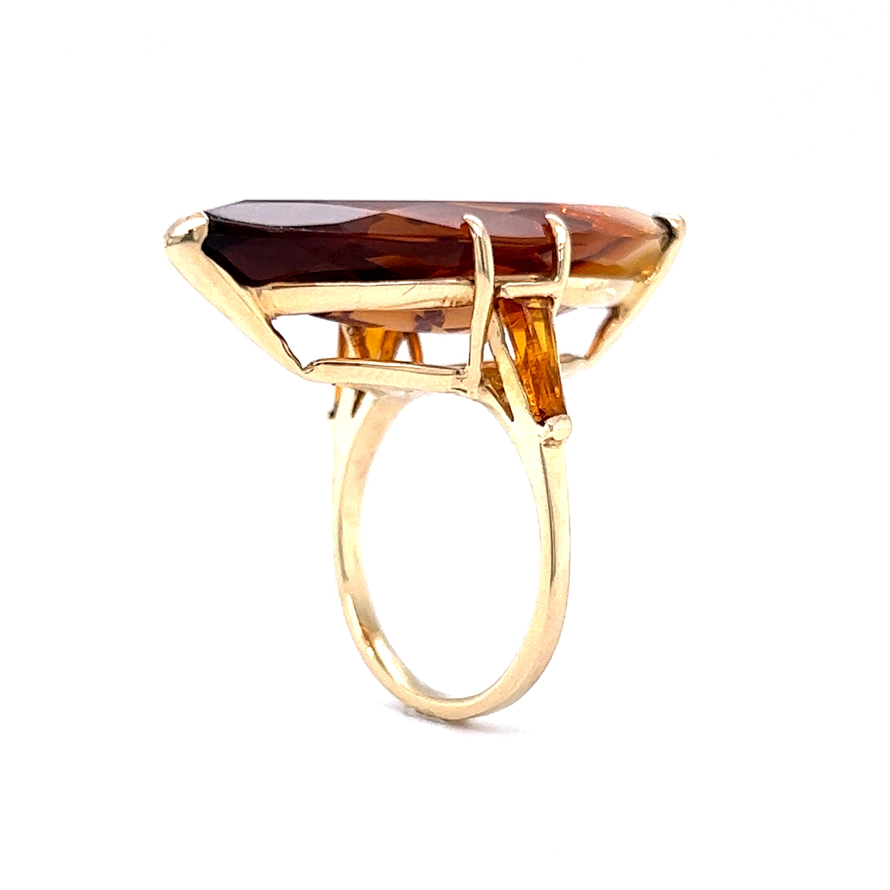 Marquise Cut Citrine Cocktail Ring in 14k Yellow Gold - Filigree