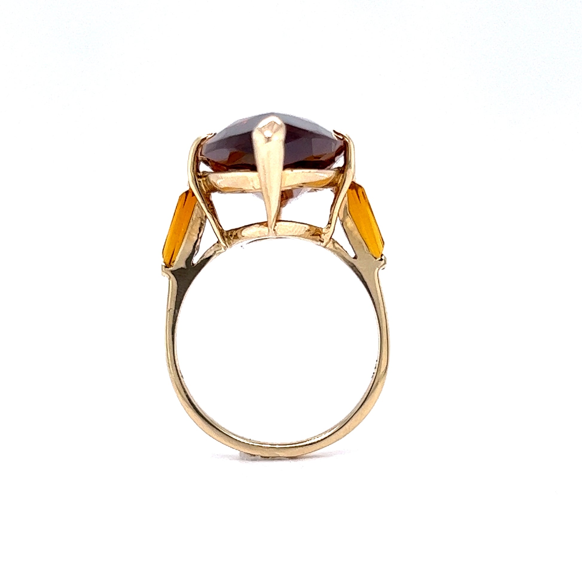 Marquise Cut Citrine Cocktail Ring in 14k Yellow GoldComposition: 14 Karat Yellow GoldRing Size: 8.5Total Gram Weight: 9.72 gInscription: 14k