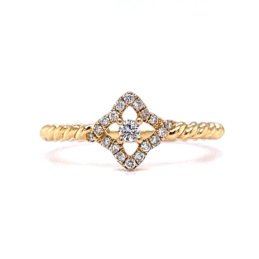 Twisted Band Pave Diamond Stacking Ring in 18k Yellow Gold