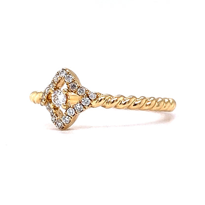 Twisted Band Pave Diamond Stacking Ring in 18k Yellow Gold