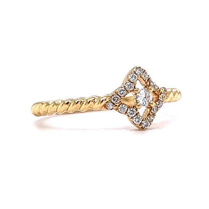 Twisted Band Pave Diamond Stacking Ring in 18k Yellow Gold