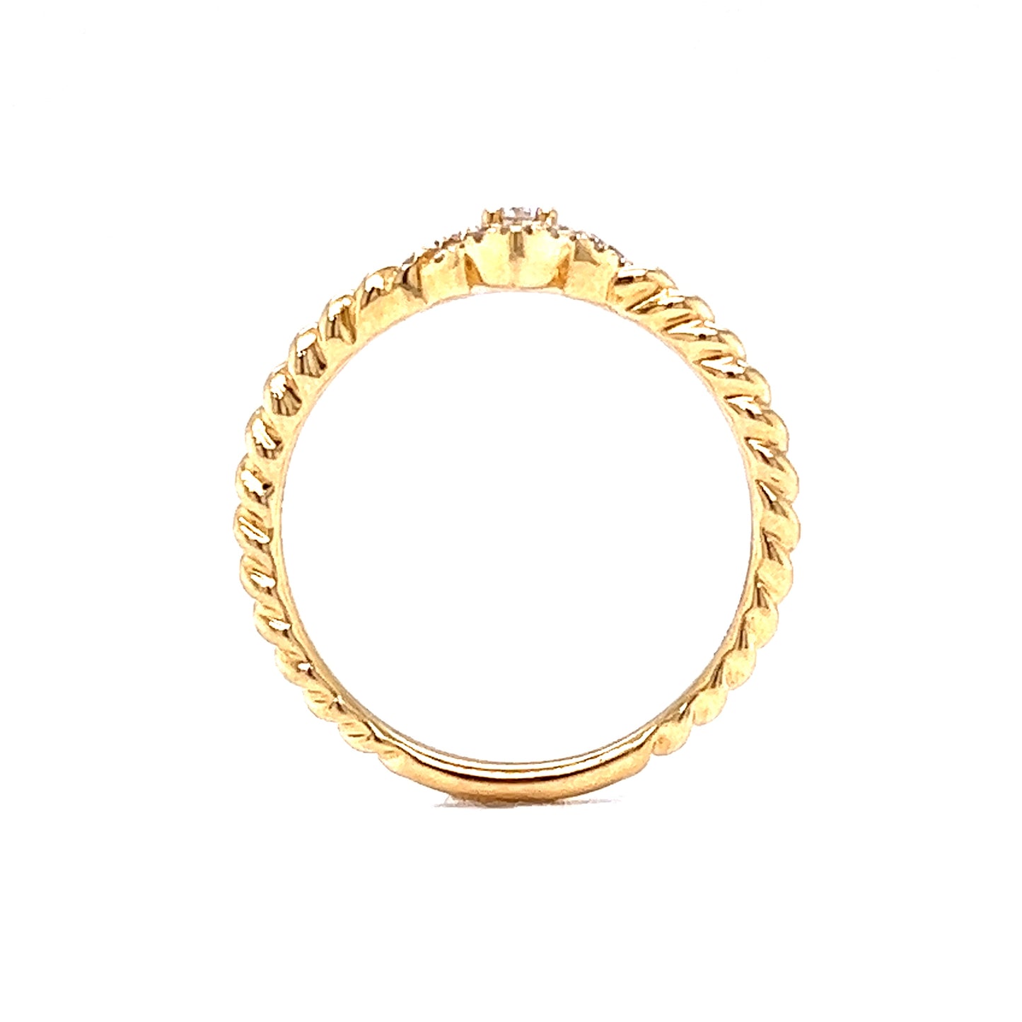 Twisted Band Pave Diamond Stacking Ring in 18k Yellow Gold