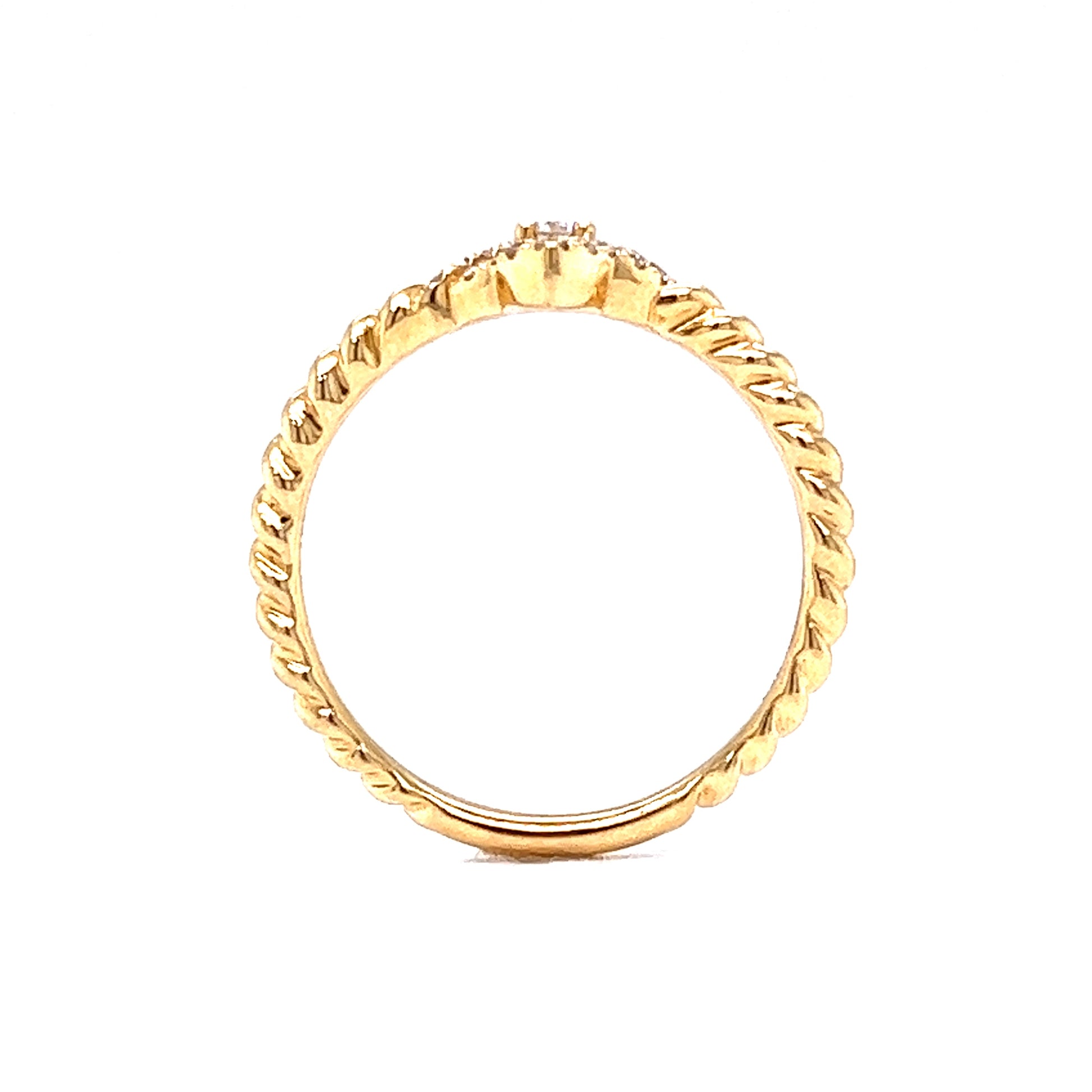 Twisted Band Pave Diamond Stacking Ring in 18k Yellow Gold