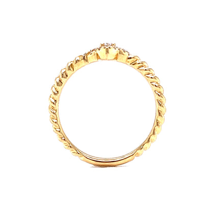 Twisted Band Pave Diamond Stacking Ring in 18k Yellow Gold