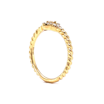 Twisted Band Pave Diamond Stacking Ring in 18k Yellow Gold