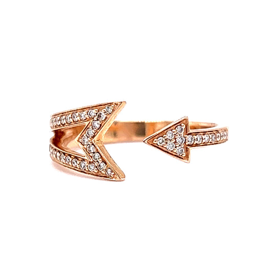 Pave Diamond Arrow Ring in 14k Rose Gold