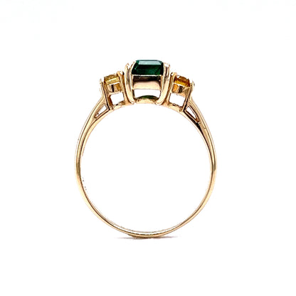 Emerald & Yellow Diamond Ring in 14k Yellow Gold