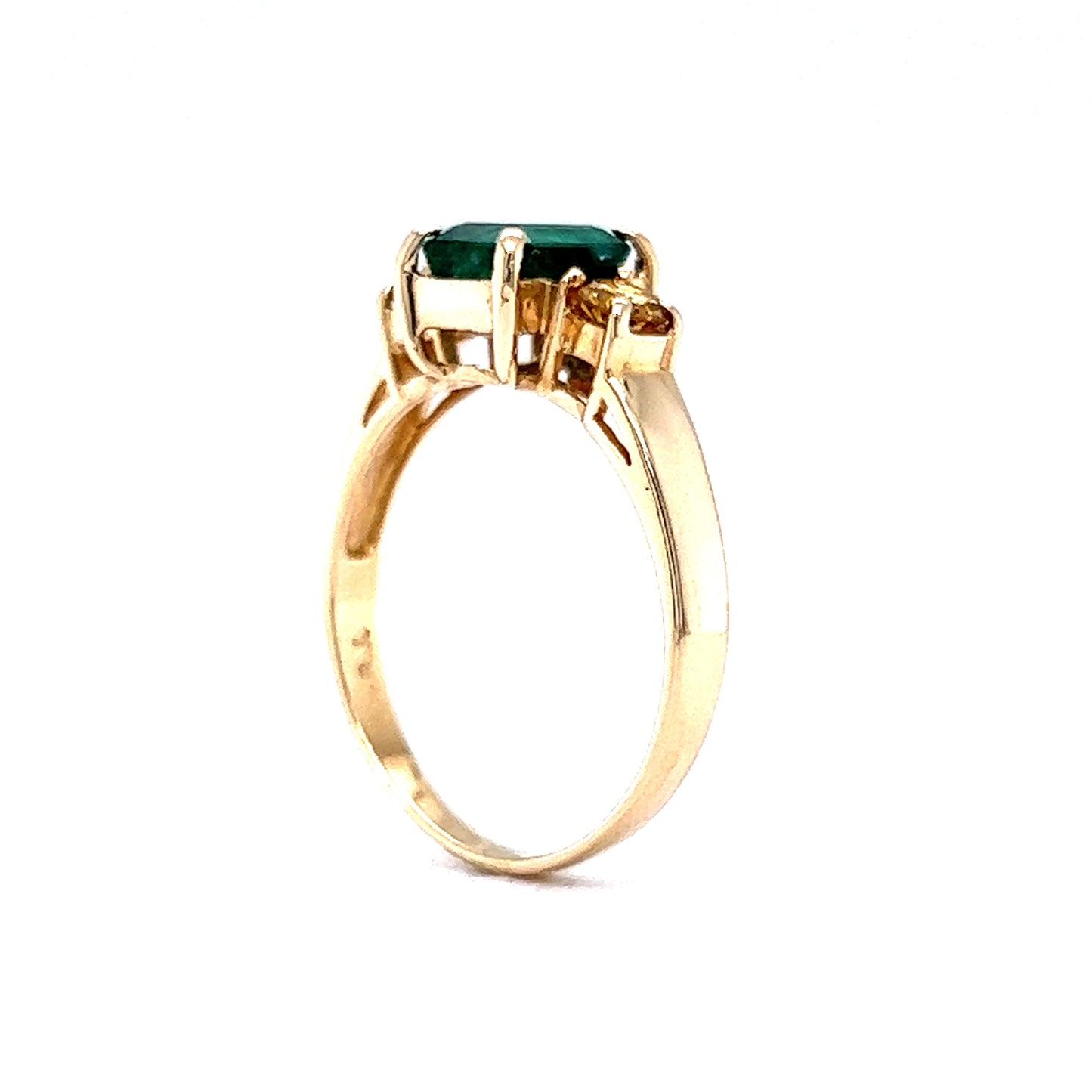 Emerald & Yellow Diamond Ring in 14k Yellow Gold