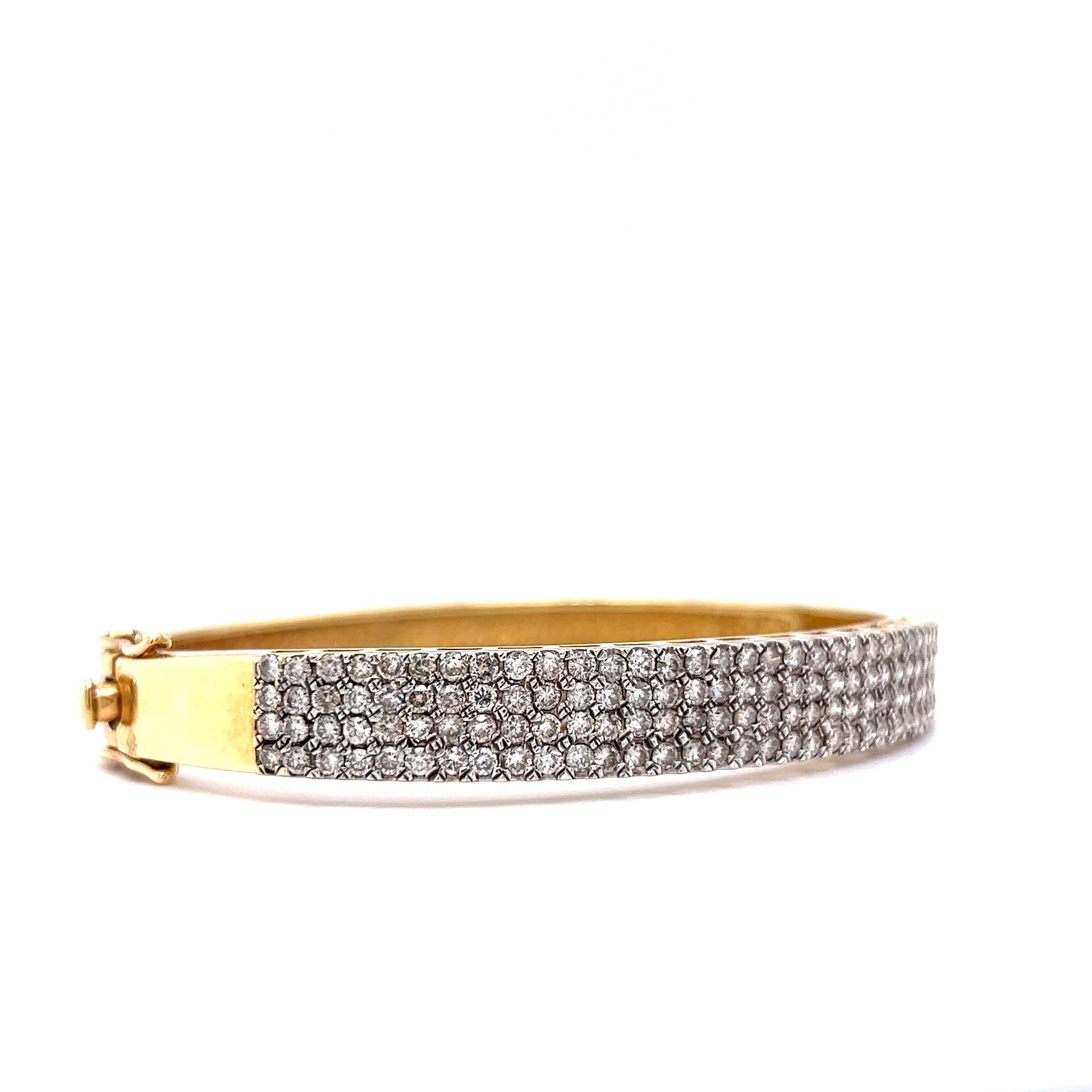 3.84 Carat Pave Diamond Bracelet in 14K Yellow Gold