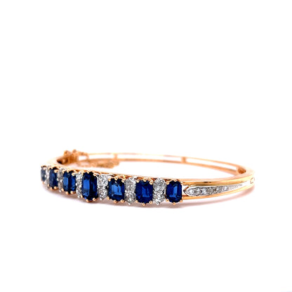 Victorian Style Diamond & Sapphire Bracelet in 14k Rose Gold